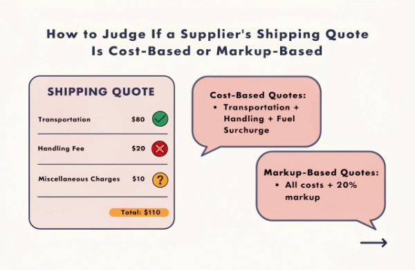 Shipping quote document with breakdown